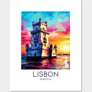 A Pop Art Travel Print of Lisbon - Portugal Posters and Art